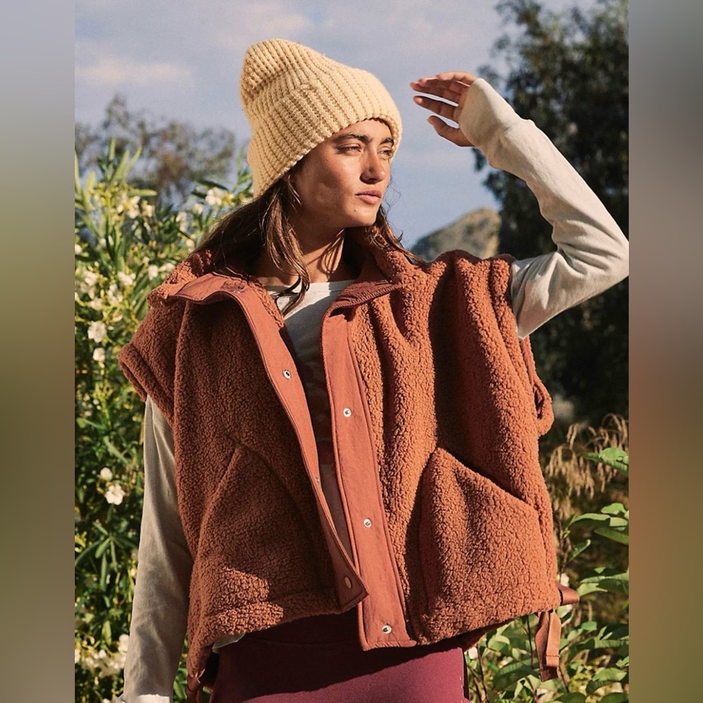 Free People Movement Scout It Out Fleece Vest | Rust Orange | Small